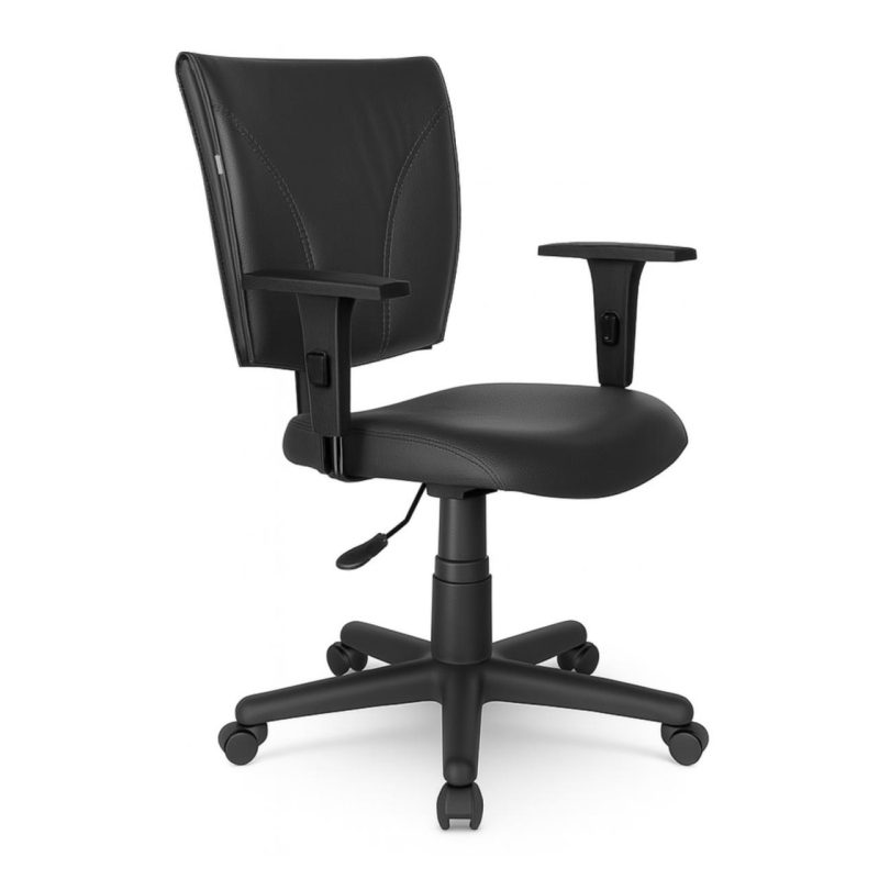 Cadeira B-ONE Giratória com Braços Reguláveis – Corino Preto – 31009 RORIZ Móveis para Escritório Executiva 4