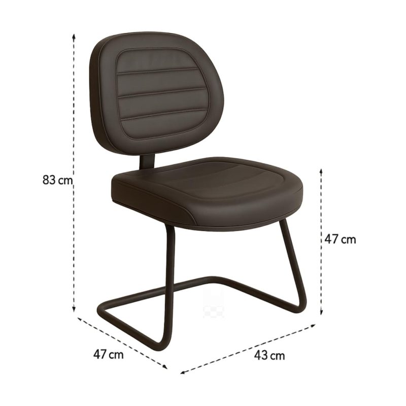 Cadeira Executiva Costurada Base em “S” PRETA – Corino Preto – 31014 RORIZ Móveis para Escritório Cadeiras Fixas 7