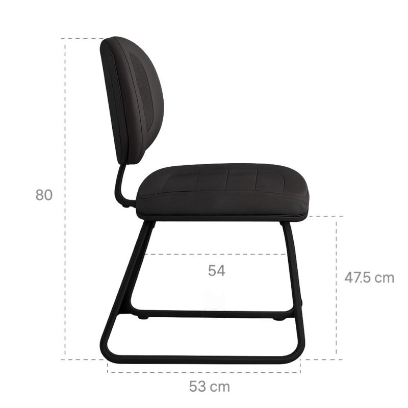 Cadeira Executiva Costurada Base Trapézio – Corino Preto – 31031 RORIZ Móveis para Escritório Cadeiras Fixas 6