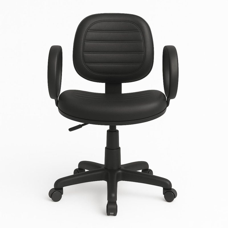 Cadeira Executiva COSTURADA Giratória com Braço Corsa – Corino Preto – 31004 RORIZ Móveis para Escritório Executiva 3