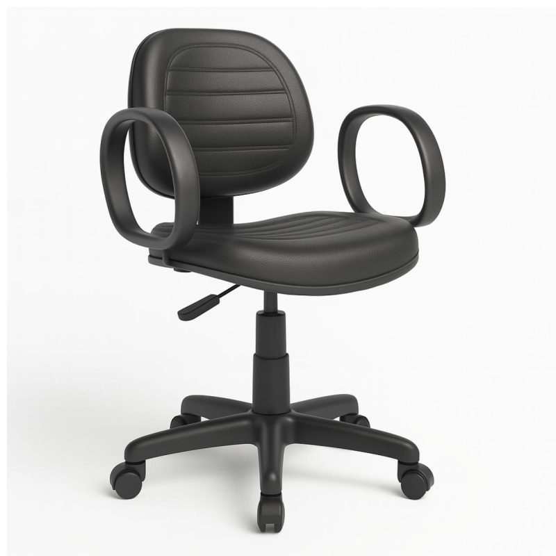 Cadeira Executiva COSTURADA Giratória com Braço Corsa – Corino Preto – 31004 RORIZ Móveis para Escritório Executiva 4