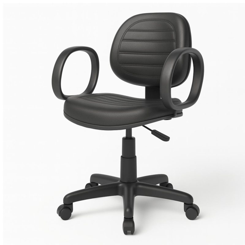 Cadeira Executiva COSTURADA Giratória com Braço Corsa – Corino Preto – 31004 RORIZ Móveis para Escritório Executiva 5