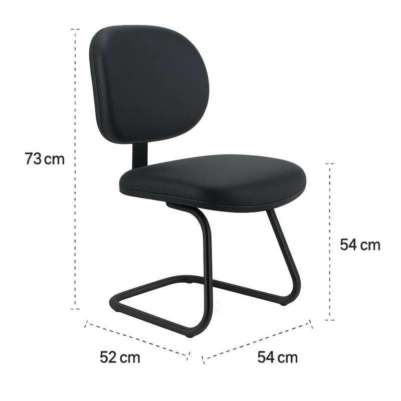 Cadeira Executiva LISA Base em “S” – Corino Preto – 31013 RORIZ Móveis para Escritório Cadeiras Fixas 5