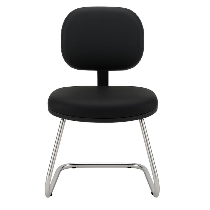 Cadeira Executiva LISA Base em “S” CROMADA – Corino Preto – 31015 RORIZ Móveis para Escritório Cadeiras Fixas 3