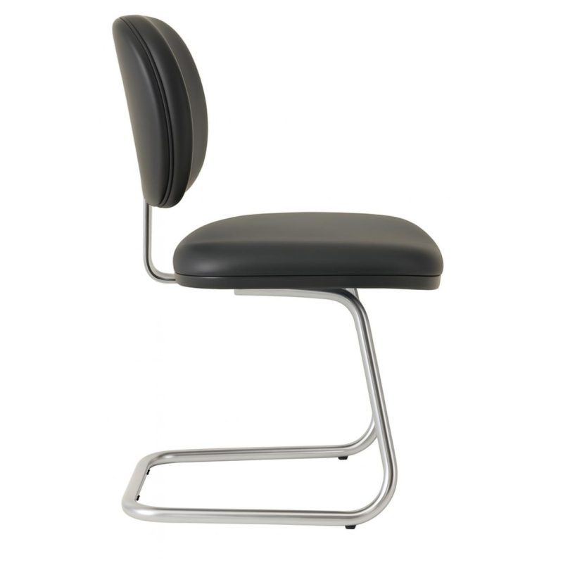 Cadeira Executiva LISA Base em “S” CROMADA – Corino Preto – 31015 RORIZ Móveis para Escritório Cadeiras Fixas 4