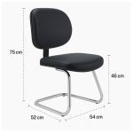 Cadeira Executiva LISA Base em “S” CROMADA – Corino Preto – 31015 RORIZ Móveis para Escritório Cadeiras Fixas 12