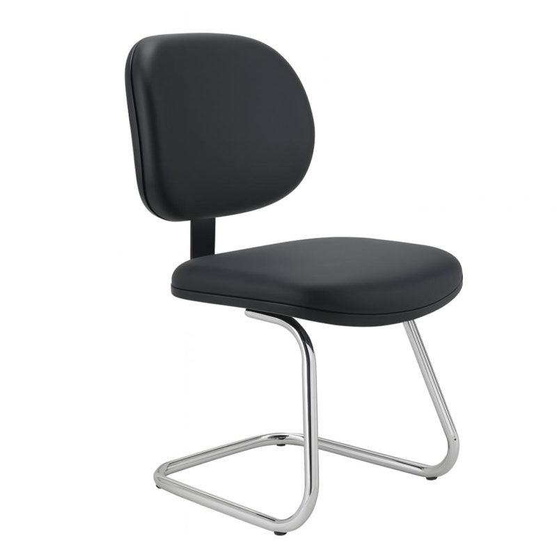 Cadeira Executiva LISA Base em “S” CROMADA – Corino Preto – 31015 RORIZ Móveis para Escritório Cadeiras Fixas 2
