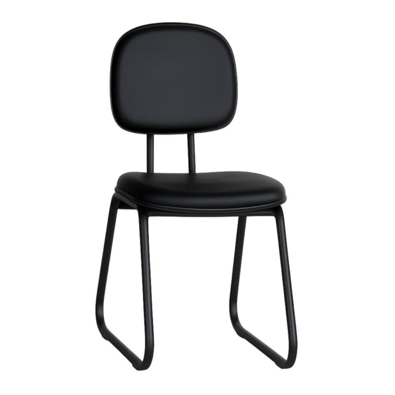 Cadeira Secretária Trapézio – Corino Preto – 31103 RORIZ Móveis para Escritório Cadeiras Fixas 2