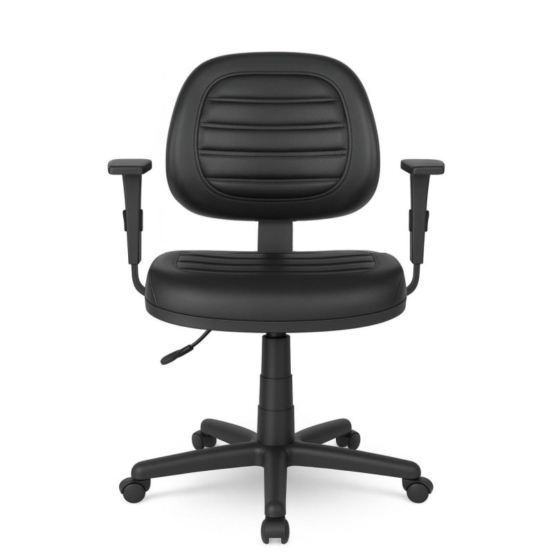 Cadeira Executiva COSTURADA Giratória com Braços Reguláveis – Corino Preto – 31005 RORIZ Móveis para Escritório Executiva 3