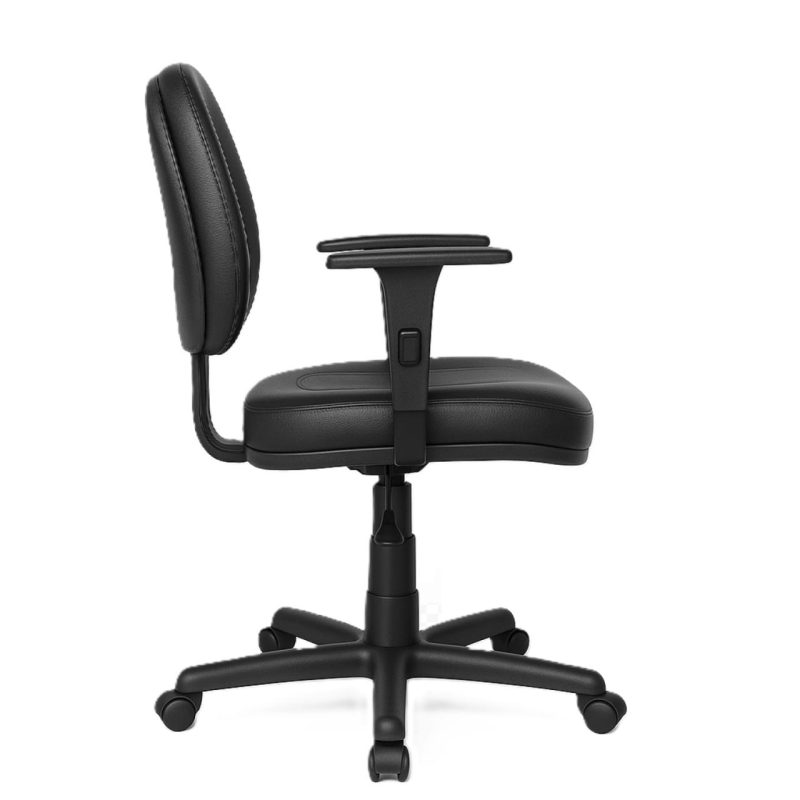 Cadeira Executiva COSTURADA Giratória com Braços Reguláveis – Corino Preto – 31005 RORIZ Móveis para Escritório Executiva 4