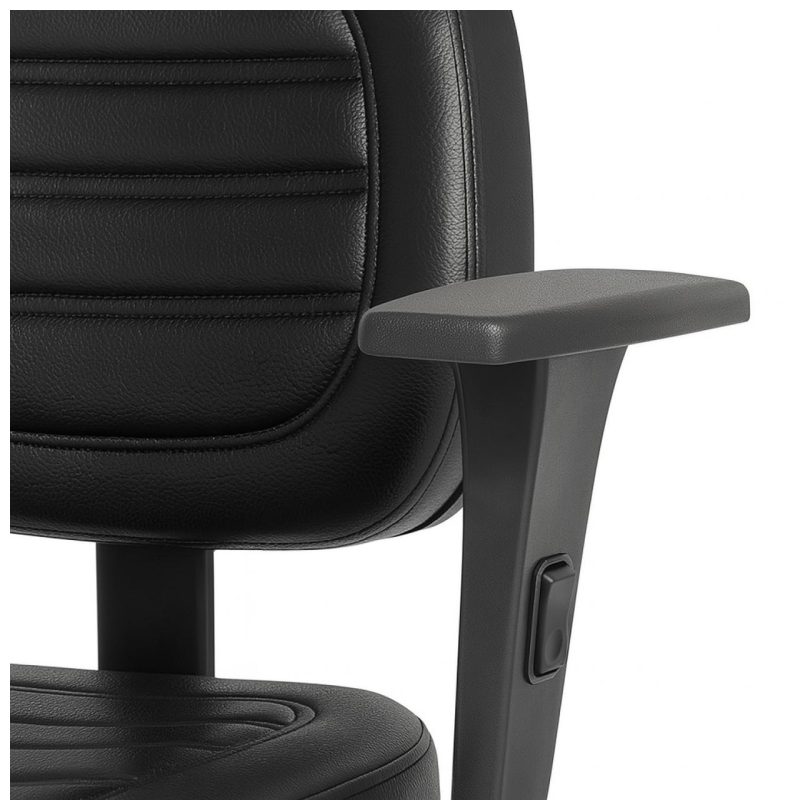 Cadeira Executiva COSTURADA Giratória com Braços Reguláveis – Corino Preto – 31005 RORIZ Móveis para Escritório Executiva 6