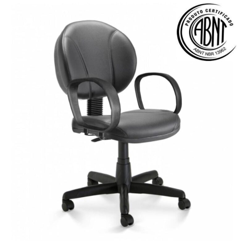 Cadeira Executiva PLUS COSTURADA c/ Braço Corsa – CORINO – COR PRETO – 32978 RORIZ Móveis para Escritório Executiva 3