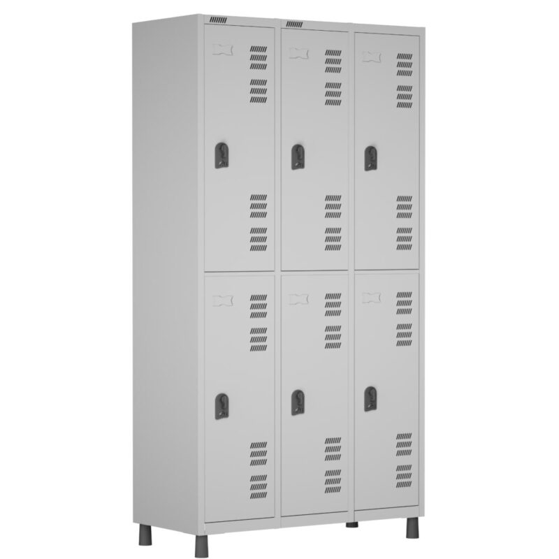 Roupeiro LOCKER de Aço c/ 06 PORTAS GRANDES – 1,90×0,96×0,40m – CZ/CZ – W3 – 11014 RORIZ Móveis para Escritório Roupeiro de Aço 2