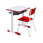 Kit Escolar Individual VERMELHO – (Mesa e Cadeira) – JUVENIL – MADEIRA – COR VERMELHO – 40092 RORIZ Móveis para Escritório Conjunto Escolar 7