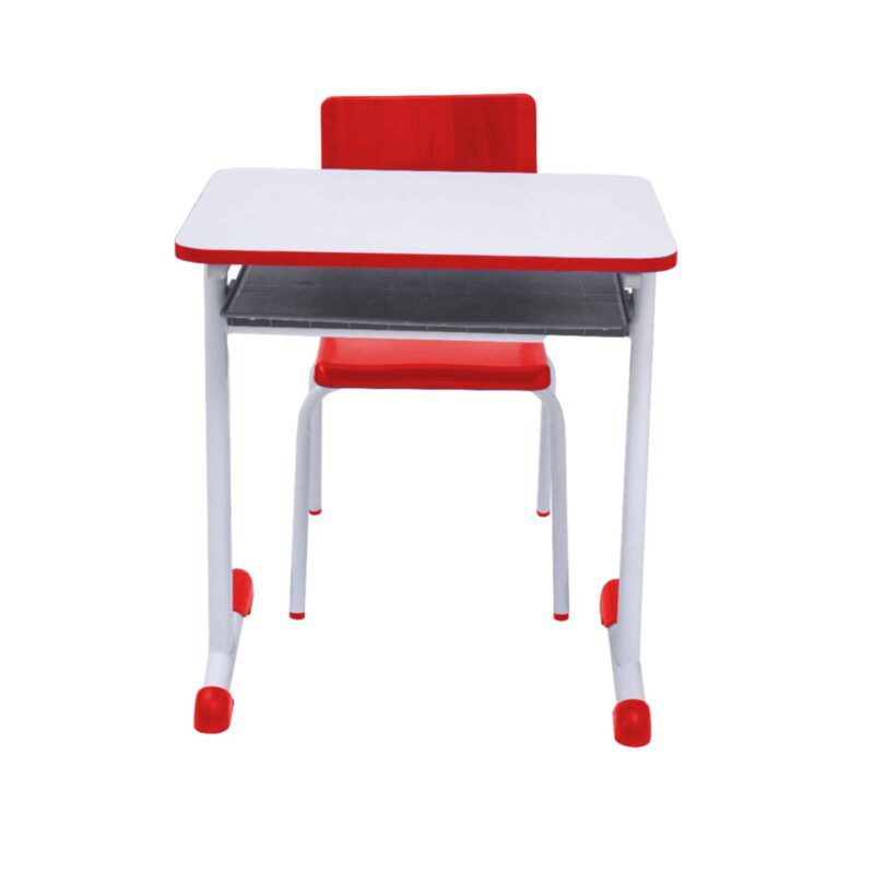 Kit Escolar Individual VERMELHO – (Mesa e Cadeira) – JUVENIL – MADEIRA – COR VERMELHO – 40092 RORIZ Móveis para Escritório Conjunto Escolar 4