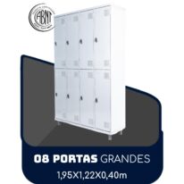 Armário Roupeiro de Aço c/ 08 Portas GRANDES – 1,95×1,22×0,40m – SA – CZ/CZ – 14003 RORIZ Móveis para Escritório Roupeiro de Aço