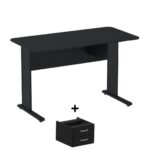 Mesa Escritório 1,20×0,60m c/ Gavetas – Cor Preto – 44090 RORIZ Móveis para Escritório JOB Preto 15 mm 7