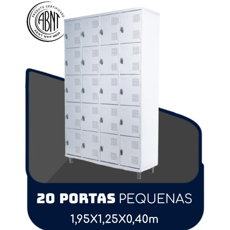 Roupeiro de Aço 20 portas Pequenas – 1,95×1,25×0,40m – CZ/CZ – SA – 14004 RORIZ Móveis para Escritório Roupeiro de Aço 2