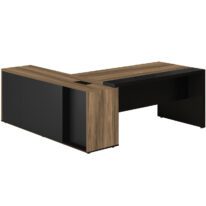 Mesa PRESIDENTE Armário Pedestal 1,82×1,80m NOGAL SEVILHA / PRETO – 20602 RORIZ Móveis para Escritório Linha 40 mm Nogal – Preto