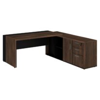 Mesa PRESIDENTE c/ Armário Pedestal – 1,82×1,80m MARSALA / PRETO – 23483 RORIZ Móveis para Escritório Linha 30 mm Marsala – Preto