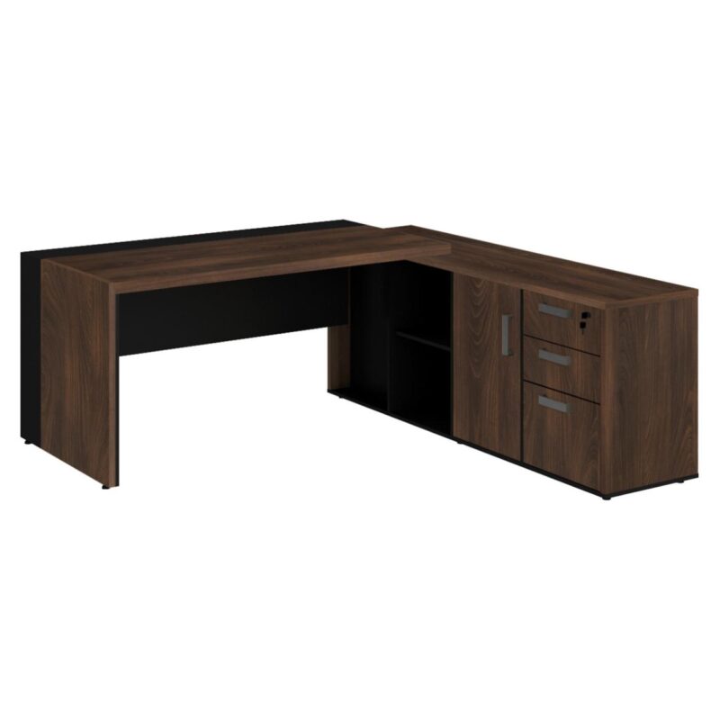 Mesa PRESIDENTE c/ Armário Pedestal – 1,82×1,80m MARSALA / PRETO – 23483 RORIZ Móveis para Escritório Linha 30 mm Marsala – Preto 2