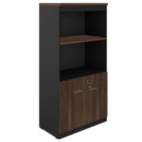 Armário Alto SEMI-ABERTO com 02 Portas – 1,60×0,80×0,45m MARSALA / PRETO – 51014 RORIZ Móveis para Escritório Linha 30 mm Marsala – Preto