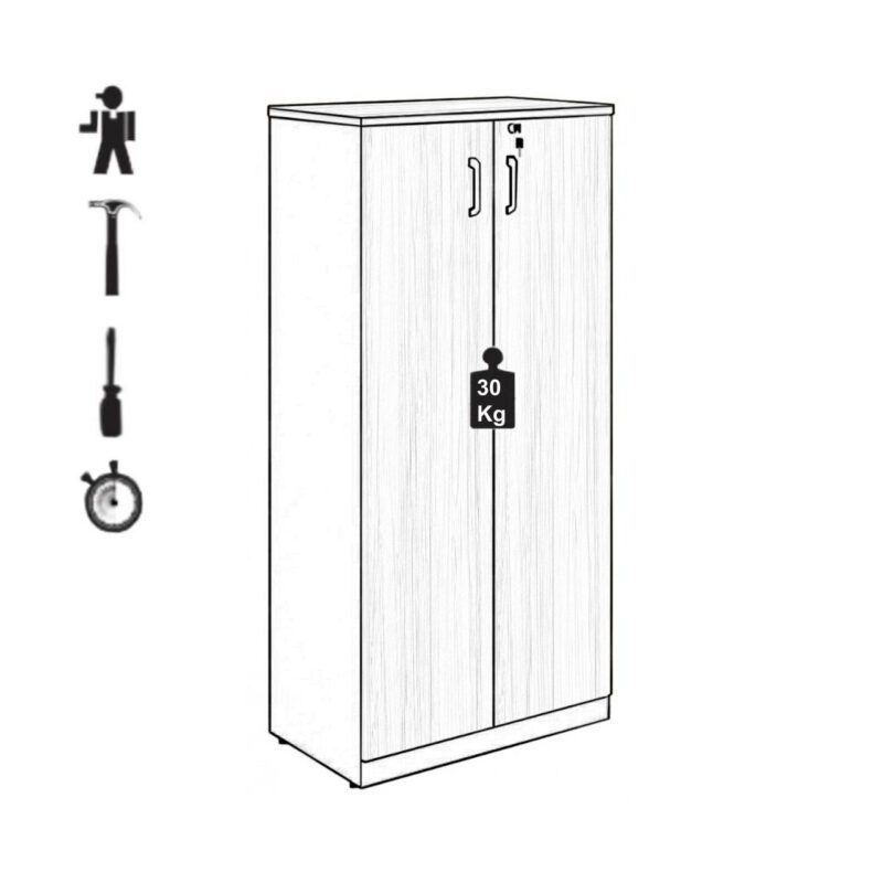Armário Alto Fechado com 02 Portas – 1,60×0,80×0,45m MARSALA / PRETO – 51009 RORIZ Móveis para Escritório Linha 30 mm Marsala – Preto 4