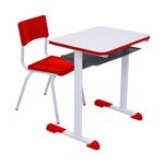 Kit Escolar Individual VERMELHO – (Mesa e Cadeira) – JUVENIL – MADEIRA – COR VERMELHO – 40092 RORIZ Móveis para Escritório Conjunto Escolar 6