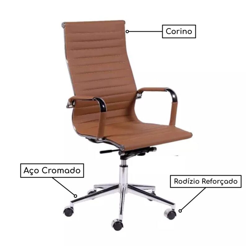 Cadeira Charles Eames Esteirinha – CARAMELO – 32885 RORIZ Móveis para Escritório Presidente 3