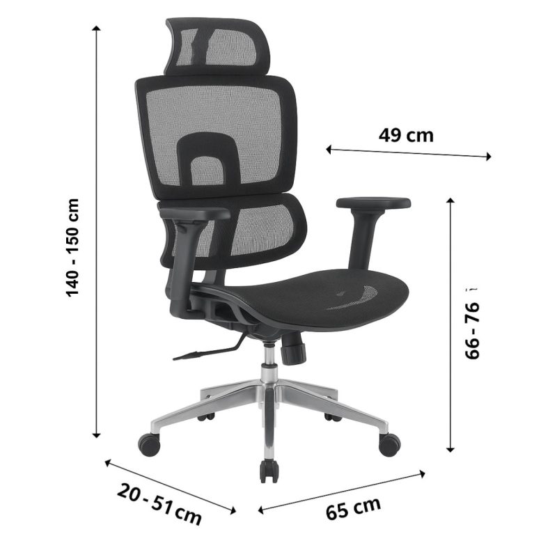 Cadeira de Escritório Presidente Tela ÉVORA – Cor Preto – 30065 RORIZ Móveis para Escritório Cadeira de Tela 5
