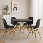 Mesa Residencial Redonda EIFFEL 0,90M – PRETO – 45112 RORIZ Móveis para Escritório Linha Eiffel 10