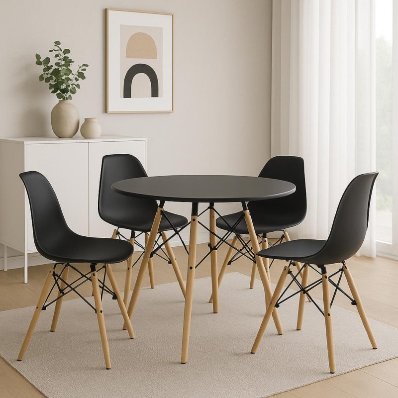 Mesa Residencial Redonda EIFFEL 0,90M – PRETO – 45112 RORIZ Móveis para Escritório Linha Eiffel 5
