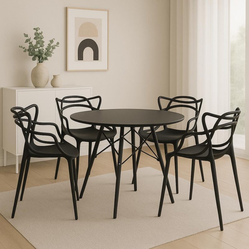 Mesa Residencial Redonda EIFFEL 0,90M – PRETO – 45112 RORIZ Móveis para Escritório Linha Eiffel 6