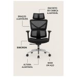 Cadeira de Escritório Presidente Tela TITAN – Cor Preto – 30067 RORIZ Móveis para Escritório Cadeira de Tela 15