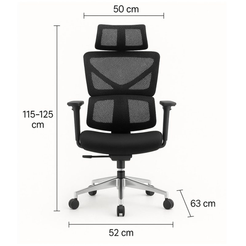 Cadeira de Escritório Presidente Tela TITAN – Cor Preto – 30067 RORIZ Móveis para Escritório Cadeira de Tela 8