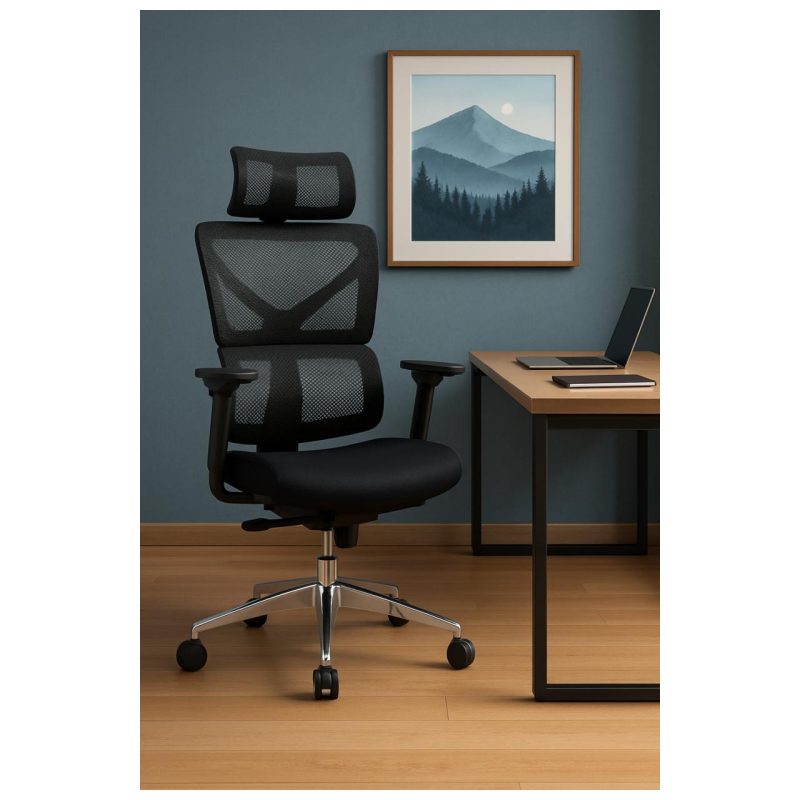 Cadeira de Escritório Presidente Tela TITAN – Cor Preto – 30067 RORIZ Móveis para Escritório Cadeira de Tela 9