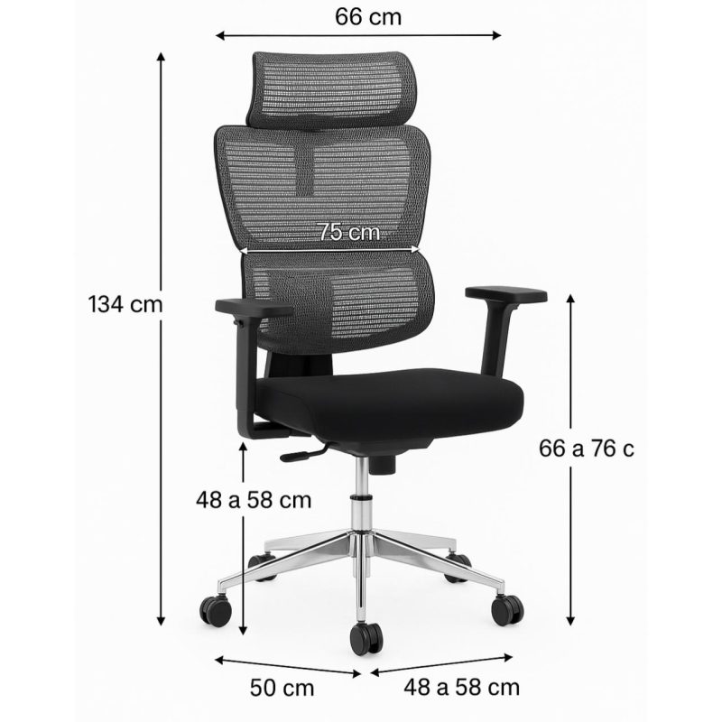 Cadeira de Escritório Presidente Tela ÉDON – Cor Preto – 30066 RORIZ Móveis para Escritório Cadeira de Tela 6