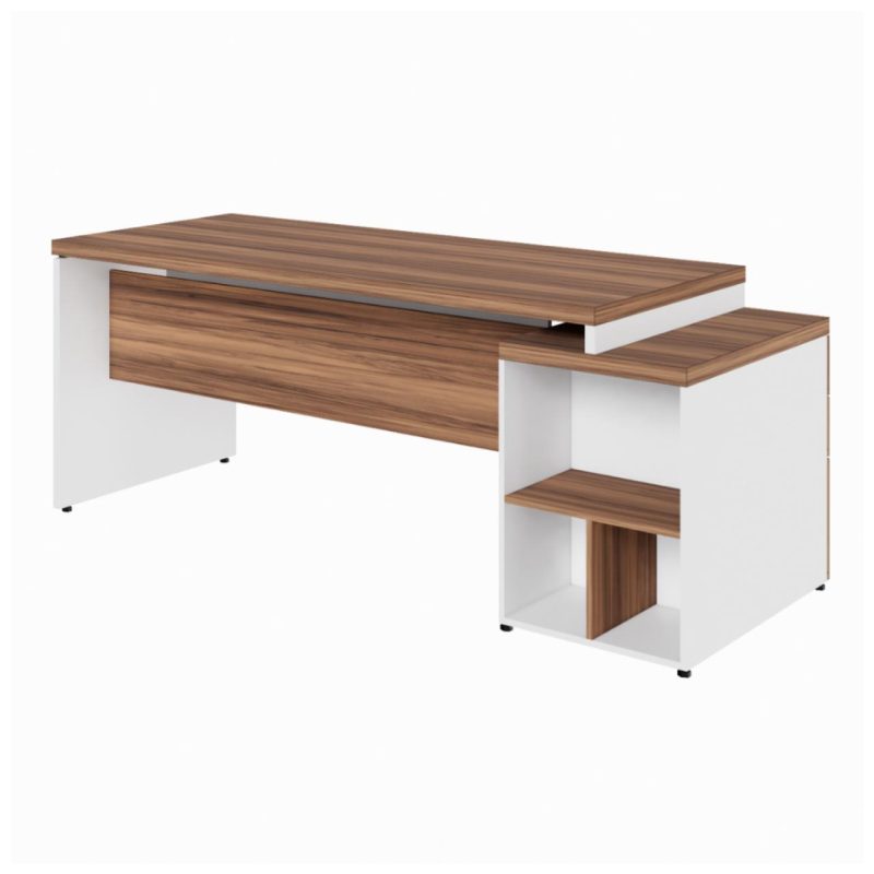 Mesa PEDESTAL RETA (03 Gav.) – 1,92X0,70m – WORKSTART – NOGAL SEVILHA/BRANCO- 34405 RORIZ Móveis para Escritório Linha 40 mm Nogal – Branco 3