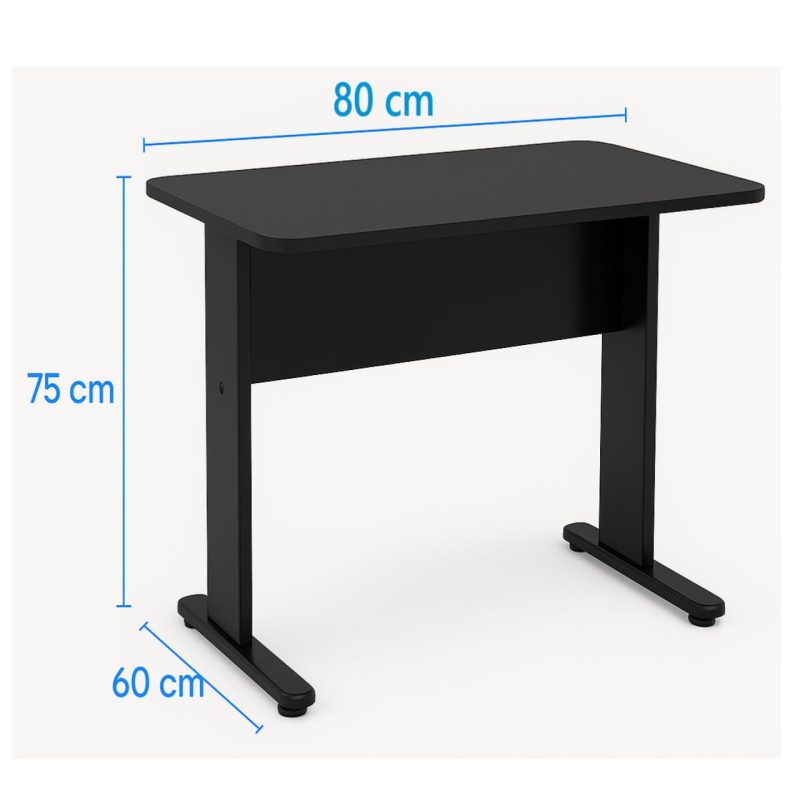 Mesa Escritório 0,80×0,60m – JOB – PRETO/PRETO – 43088 RORIZ Móveis para Escritório JOB Preto 15 mm 5