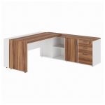Mesa Escritório PRESIDENTE c/ Armário Pedestal – 1,82×1,80m – NOGAL SEVILHA/BRANCO – 34602 RORIZ Móveis para Escritório Linha 40 mm Nogal – Branco 11