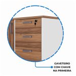 Mesa Escritório PRESIDENTE c/ Armário Pedestal – 1,82×1,80m – NOGAL SEVILHA/BRANCO – 34602 RORIZ Móveis para Escritório Linha 40 mm Nogal – Branco 14