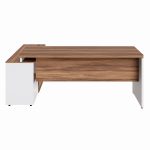 Mesa Diretorzinha c/ Aparador – Pé de MADEIRA – 1,90×1,50m – NOGAL SEVILHA / BRANCO – 34426 RORIZ Móveis para Escritório Linha 40 mm Nogal – Branco 13