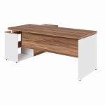 Mesa Diretorzinha c/ Aparador – Pé de MADEIRA – 1,90×1,50m – NOGAL SEVILHA / BRANCO – 34426 RORIZ Móveis para Escritório Linha 40 mm Nogal – Branco 10