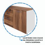 Mesa Diretorzinha c/ Aparador – Pé de MADEIRA – 1,90×1,50m – NOGAL SEVILHA / BRANCO – 34426 RORIZ Móveis para Escritório Linha 40 mm Nogal – Branco 15