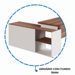 Mesa Diretorzinha c/ Aparador – Pé de MADEIRA – 1,90×1,50m – NOGAL SEVILHA / BRANCO – 34426 RORIZ Móveis para Escritório Linha 40 mm Nogal – Branco 14