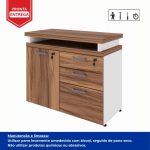 Armário Baixo 03 Gavetas e Porta (MISTO) – NOGAL SEVILHA/BRANCO – 34422 RORIZ Móveis para Escritório Linha 40 mm Nogal – Branco 19