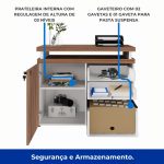 Armário Baixo 03 Gavetas e Porta (MISTO) – NOGAL SEVILHA/BRANCO – 34422 RORIZ Móveis para Escritório Linha 40 mm Nogal – Branco 11
