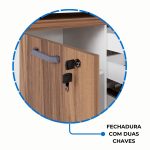 Armário Baixo 03 Gavetas e Porta (MISTO) – NOGAL SEVILHA/BRANCO – 34422 RORIZ Móveis para Escritório Linha 40 mm Nogal – Branco 13