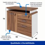 Armário Baixo 03 Gavetas e Porta (MISTO) – NOGAL SEVILHA/BRANCO – 34422 RORIZ Móveis para Escritório Linha 40 mm Nogal – Branco 17