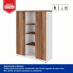 Armário Alto Credenza com Nicho – 1,61×1,20×0,45m – NOGAL SEVILHA/BRANCO- 34415 RORIZ Móveis para Escritório Linha 40 mm Nogal – Branco 15